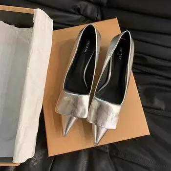 Модные туфли с острым носком, модные женские туфли-лодочки на низком каблуке, весна-лето, натуральная кожа, деловая женская обувь, женские туфли-лодочки, новое поступление 35 чёрный