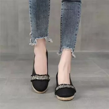 Модные туфли с закрытым носком 2024 года, новый дизайн каблука с наклоном для удобной женской обуви из хлопка на высоком каблуке Zapatos De Mujer 34 белый