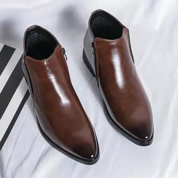 Модные туфли в британском стиле с высоким верхом, мужские короткие ботинки, банкетные формальные ботинки, мужские ботинки из натуральной кожи, бесплатная доставка 38