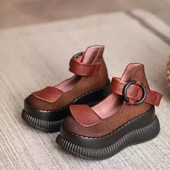 модные туфлиТолстая подошва Маффин Увеличение круглой головки Мода Все удобные нескользящие дышащие спортивные износостойкие каблуки Женщины 35 чёрный