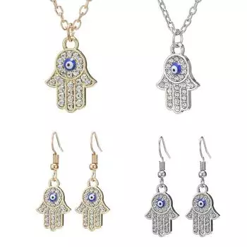 Модные турецкие ожерелья с кристаллами Хамса и Фатимы для женщин и мужчин, кулон от сглаза, золотая длинная цепочка на ключицы, счастливые ювелирные изделия CHINA