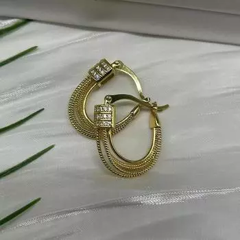 Модные U-образные французские золотые серьги 2024 года с инкрустацией из циркония для женщин — ретро, стильный и преувеличенный дизайн