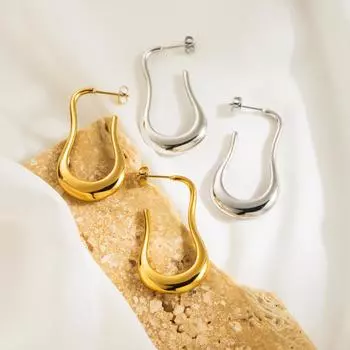 Модные U-образные геометрические серьги из нержавеющей стали, индивидуальный дизайн, простые серьги высокого класса