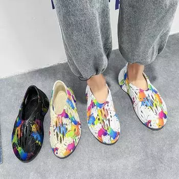 Модные удобные дышащие тапочки, камуфляжные сандалии, уличные пляжные тапочки, мужская обувь большого размера 39 белый