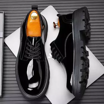 Модные удобные кроссовки в британском стиле, классические элегантные туфли для торжественного случая, мужская деловая обувь, повседневные оксфорды из искусственной кожи 38 чёрный