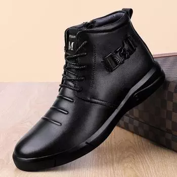 Модные удобные мужские деловые ботинки в стиле ретро, теплые зимние ботинки с плюшевым мехом для мужчин, роскошные брендовые ботинки из натуральной кожи для снега 38