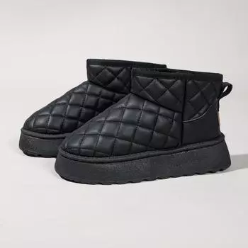 Модные, удобные, нескользящие и морозостойкие женские уличные ботинки коричневого цвета, длинные ботинки, модные, на толстой подошве, водонепроницаемые, теплые, зимние ботинки 36 чёрный