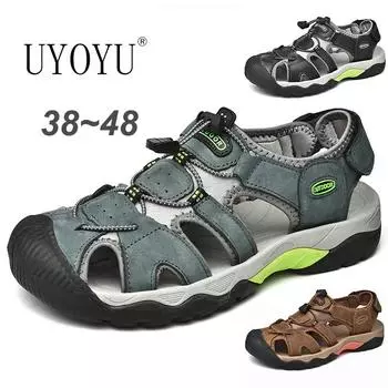 Модные удобные роскошные дизайнерские туфли из натуральной кожи от бренда Rome, летние мужские сандалии для отдыха на открытом воздухе для мужчин, пляжные повседневные тапочки, кроссовки 40