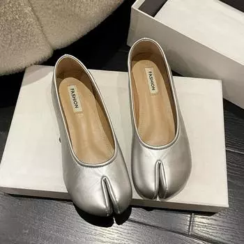 Модные удобные туфли на плоской подошве из микрофибры, кожаные тапочки с раздельным носком, мягкие мокасины, короткие женские мокасины, лаконичные, для ходьбы, удобные 35 бежевый