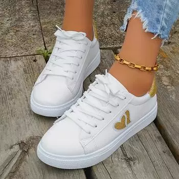 Модные удобные женские классические повседневные туфли в форме сердца на шнуровке от Hongtian 35 белый