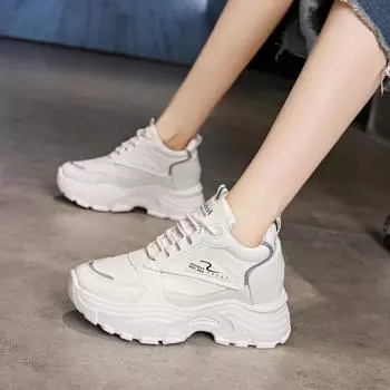 Модные удобные женские спортивные туфли на платформе с перекрестными ремешками, новые дышащие повседневные кроссовки для бега с повышением высоты НЕТ:Х-1 36