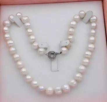 Модные украшения 10-11 мм белое жемчужное ожерелье из натурального сельского хозяйства 18 дюймов