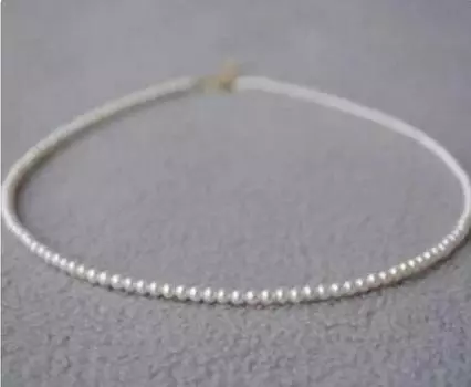 Модные украшения 15,5–16 дюймов, мини-колье 3–4 мм из натурального белого жемчуга круглой формы