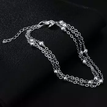 Модные украшения 925 посеребренный женский трехслойный браслет-цепочка из бисера