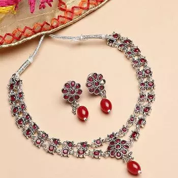 Модные украшения, антикварное оксидированное посеребренное ожерелье с американскими бриллиантами и жемчугом, бисером и серьгами, комплект украшений для женщин и девочек