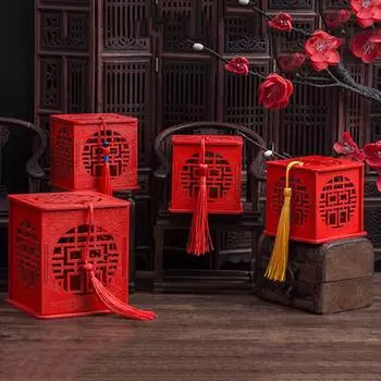 Модные украшения для фестиваля, 2 шт., Xi Out, шоколадные полые конфеты, сладкий почтовый ящик, сувениры для китайской свадебной вечеринки S Red Tassel