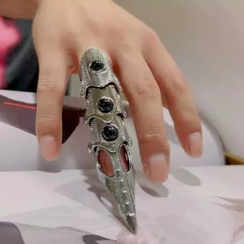 Модные украшения для ногтей модное кольцо панк-рок череп животного палец длинное кольцо жемчужное кольцо чёрный