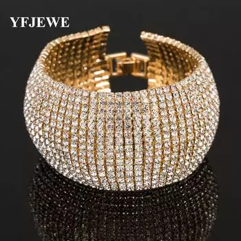 Модные украшения для женщин, роскошный классический браслет с кристаллами и звеньями, аксессуары для свадебной вечеринки золотой