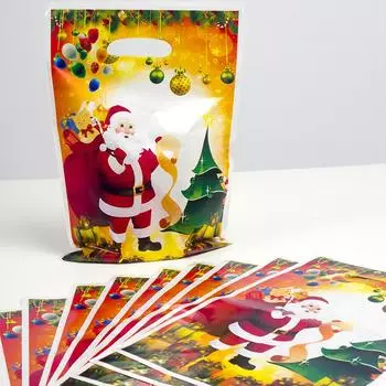 Модные украшения фестиваль 10 шт/комплект рождественская сумочка конфеты одноразовый подарок хранение ПВХ декоративная сумка 10pcs Santa Claus Rabbit