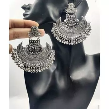 Модные украшения Окисленная подвеска афганского племени Джумка для девочек и женщин , | Зажимы-гвоздики овальной формы | Слегка украшенные серьги-подвески