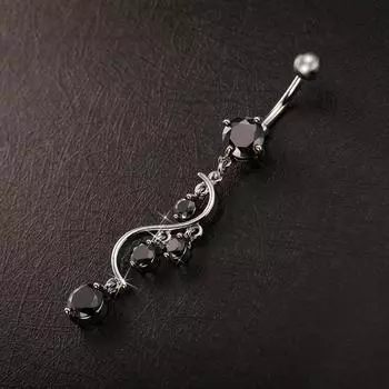 Модные украшения пупок пупок штанга кольцо супер секси блестящий кубический цирконий висячие бикини украшения аксессуары black