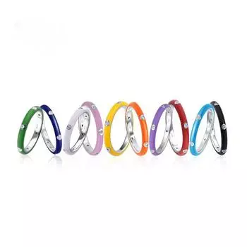 Модные украшения ручной работы эмалированные кольца-конфеты радужное цирконие составные кольца простые и универсальные No. 6