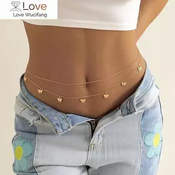 Модные украшения, сексуальная металлическая цепочка, цепочка на тело в форме бабочки, стразы, многослойная цепочка на талию, ювелирные изделия