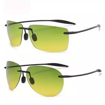 Модные ультралегкие солнцезащитные очки TR90 для вождения с ночным видением для мужчин и женщин без оправы, спортивные антибликовые очки ночного видения