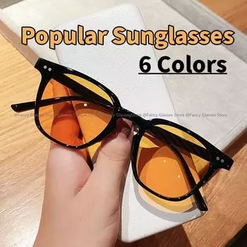 Модные ультралегкие солнцезащитные очки в маленькой оправе для женщин и мужчин, новые модные солнцезащитные очки для защиты глаз на открытом воздухе, модные квадратные очки для женщин as picture оранжевый