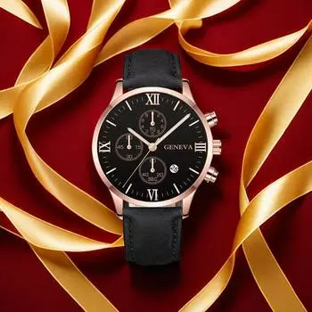 Модные ультратонкие часы с датой, корпус из сплава, кожа, аналоговые кварцевые спортивные часы с тремя глазами, высокие буквальные часы для занятий спортом, бега на открытом воздухе