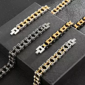 Модные уличные байкерские украшения в стиле хип-хоп, модный мужской велосипедный браслет в корейском стиле с вакуумной гальванизацией, 13 мм, из титановой стали