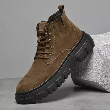 Модные уличные ботильоны, зимние осенние замшевые кожаные ботинки, модные новые высокие кроссовки для походов, плюшевые меховые мотоциклетные ботинки для мужчин 38