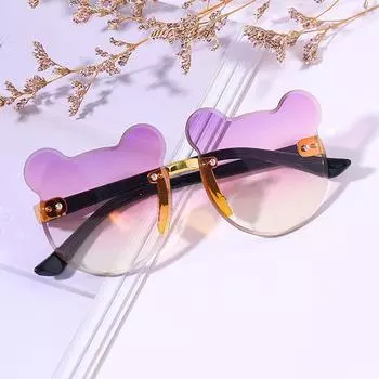 Модные уличные детские очки, детские солнцезащитные очки в форме медведя, модные очки с героями мультфильмов для девочек, солнцезащитные очки с антибликовым покрытием для мальчиков 1PCS синий/розовый