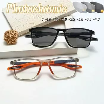 Модные уличные фотохромные очки, винтажные TR90, сверхлегкие спортивные очки для близорукости, меняющие цвет, очки для близорукости, очки с УФ-оттенком 0