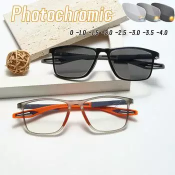 Модные уличные фотохромные очки, винтажные TR90, сверхлегкие спортивные очки для близорукости, меняющие цвет, очки для близорукости, очки с УФ-оттенком -1.5