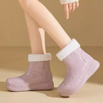 Модные уличные водонепроницаемые женские резиновые сапоги, новые модные ботинки средней длины, резиновые сапоги по щиколотку, садовые галоши, нескользящие резиновые сапоги 36-41 35 розы красного