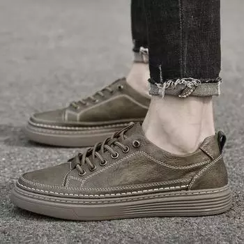 Модные уличные высококачественные мужские вулканизированные туфли, новые модные мужские теннисные туфли, мужские кроссовки из натуральной кожи, повседневные туфли для скейтбординга 38 хаки