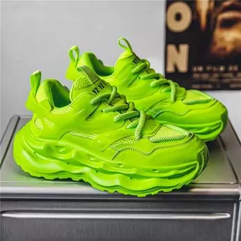 Модные уличные зеленые массивные кроссовки мужские дизайнерские спортивные туфли на платформе мужские трендовые повседневные кроссовки на толстой подошве мужские zapatillas hombre 39