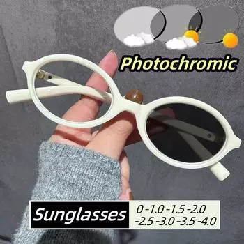 Модные умные солнцезащитные очки в овальной оправе, уличные изменяющие цвет очки для близорукости, женские очки с антисиним светом и минусом диоптрий-1,5-2,5 -4.0