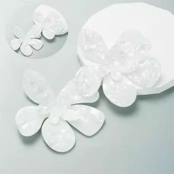 Модные уникальные акриловые серьги с цветочной вышивкой, преувеличенные серьги, женские изящные серьги в стиле ретро 9.5*9cm чёрный