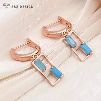 Модные уникальные двойные цветные прямоугольные серьги-капли с кубическим цирконием для женщин и девочек, свадебные украшения, элегантные серьги-капельки