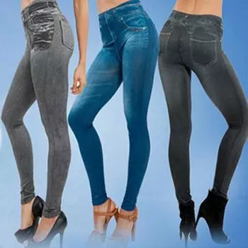 Модные унисекс 1 шт леггинсы джеггинсы женские высококачественные фитнес-брюки горячая распродажа популярные тонкие узкие большие размеры модные имитация джинсов S/M серый