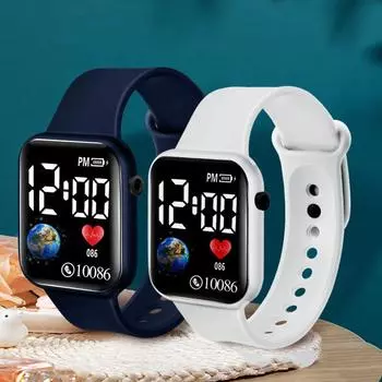 Модные унисекс-часы Earth LED для мужчин, сенсорный экран, квадратные часы для отдыха, цифровые часы, светящиеся, детские, женские, модные, спортивные, детские, светодиодные электронные часы красный