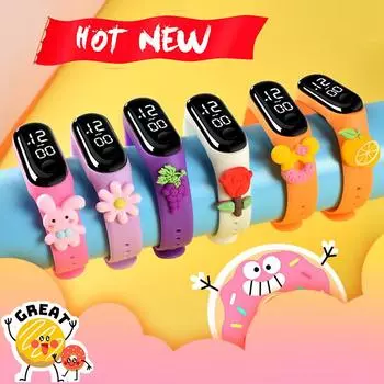 Модные унисекс детские мультяшные водонепроницаемые детские садовые календари студенческие модные месяцы светящиеся милые сенсорные экраны с подсветкой электронные часы
