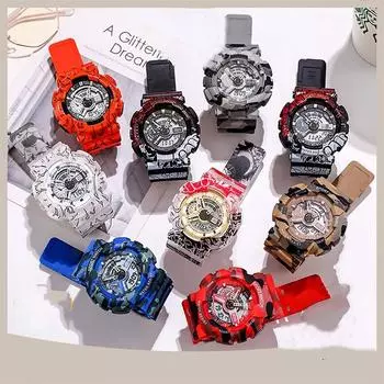 Модные унисекс детские женские унисекс часы светодиодные спортивные мужские цифровые популярные большое количество