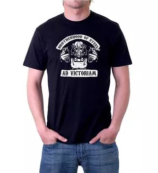 Модные унисекс футболки Братство Стали Силовая броня Ad Victoriam Забавная рубашка Футболка в стиле хип-хоп S
