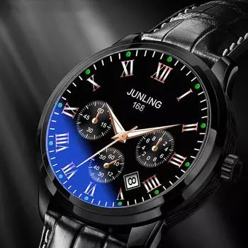 Модные унисекс календари из нержавеющей стали, повседневные часы, спортивные часы, часы с тремя глазами, кварцевые мужские деловые роскошные светящиеся модные мужские наручные часы коричневый