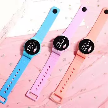 Модные унисекс кукольные часы с мультяшным противоударным электронным сердечком, детские удобные часы для мальчиков со светодиодной подсветкой для пары Love жёлтый