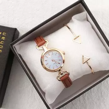 Модные унисекс модные простые мини-часы с тонким циферблатом для девушек кварцевые наручные часы кварцевые наручные часы для женщин женские часы с ремешком из искусственной кожи кофейный