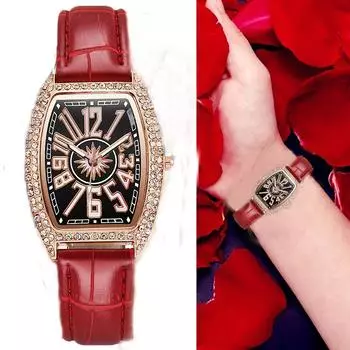 Модные унисекс новые кварцевые часы Belt Barrel Большие цифровые граненые часыWrist женские часы Diamond Female